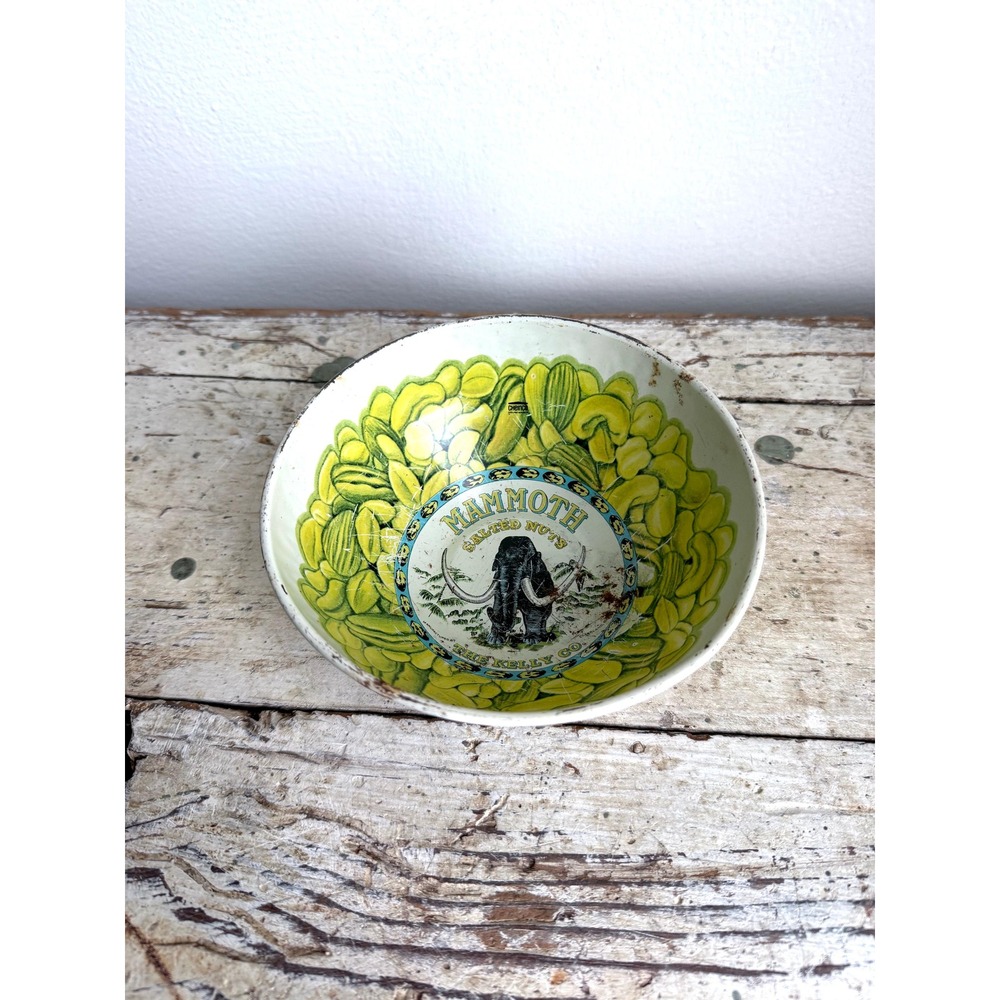 Vintage Cheinco Mammoth Salted Nuts Bowl The Kelly Co 1970s Green Yellow - Picture 3 of 9